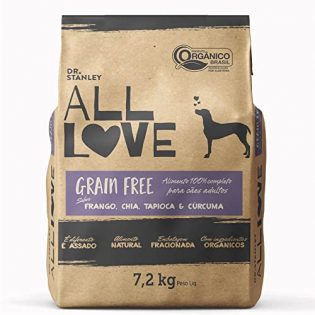 Ração Orgânica All Love Grain Free Sabor Frango, Chia, Tapioca & Cúrcuma para Cães Adultos
