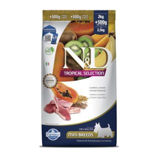 Ração Seca N&D Tropical Selection Cordeiro, Cereais e Frutas Tropicais para Cães Adultos de Raças Minis