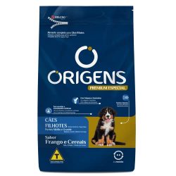 Ração Seca Origens Premium Especial Frango e Cereais para Cães Filhotes Raças Médias e Grandes