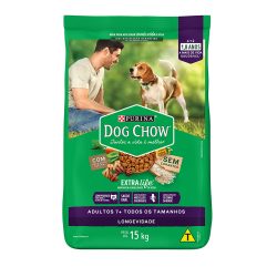 Ração Dog Chow Extra Life para Cães Adultos 7+ de Todas as Raças Carne Cereais 15 kg