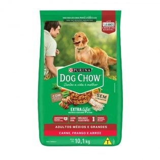 Ração Dog Chow para Cães Adultos de Raças Médias e Grandes Arroz Carne Frango 10