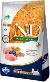 Ração Farmina N&D Ancestral Grain Cordeiro Cães Adultos Raças Pequenas Frango 800 g