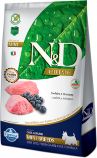 Ração Farmina N&D Prime Cordeiro e Blueberry Cães Adultos Raças Pequenas Carne Vegetais 800 g