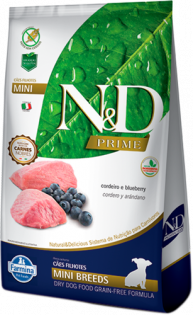 Ração Farmina N&D Prime Cordeiro e Blueberry Cães Filhotes Raças Pequenas Carne Vegetais 800 g