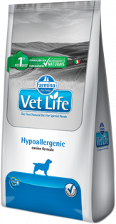 Ração Farmina Vet Life Natural Hypoallergenic para Cães Adultos com Problemas de Pele Peixe Cereais 2 kg