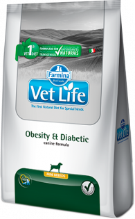 Ração Farmina Vet Life Natural Obesity e Diabetic para Cães Mini Peixe Cereais 2 kg