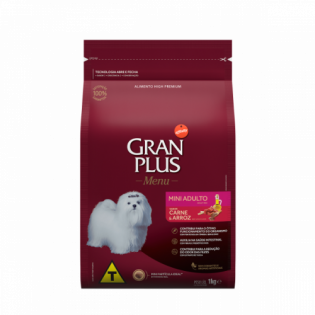 Ração Para Cães Menu Adulto Mini Carne E Arroz 1kg Gran Plus Arroz Carne 1 kg