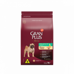 Ração GranPlus Menu Light Frango e Arroz para Cães Adultos Mini e Pequenas Frango Cereais 3 kg