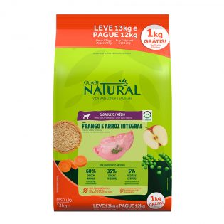 Ração Guabi Natural Frango e Arroz Integral para Cães Adultos Raças Média Frango Cereais 12 kg