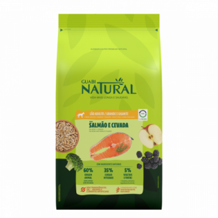 Ração Guabi Natural Salmão e Cevada para Cães Adultos Raças Grande e Gigante Peixe Cereais 12 kg