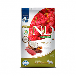 Ração N&D Quinoa Pele e Pelo Cães Adultos Raças Mini Pato Coco Cúrcuma Pato Quinoa 2