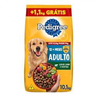 Ração Pedigree Carne e Vegetais Cães Adultos Raças Médias e Grandes (LEVE 10.1kg PAGUE 9kg) Carne Vegetais 10