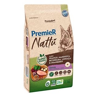 Ração Premier Nattu Cães Adultos Sênior Mandioca - 10