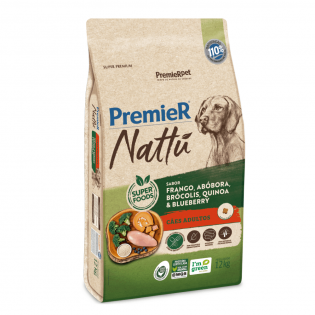 Ração Premier Nattú para Cães Adultos Frango Vegetais 12 kg