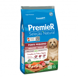Ração Premier Pet Seleção Natural Cães Adultos Raças Pequenas Frango Korin com Batata Doce Frango Vegetais 10