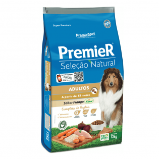 Ração Premier Seleção Natural para Cães Adultos Frango Cereais 12 kg