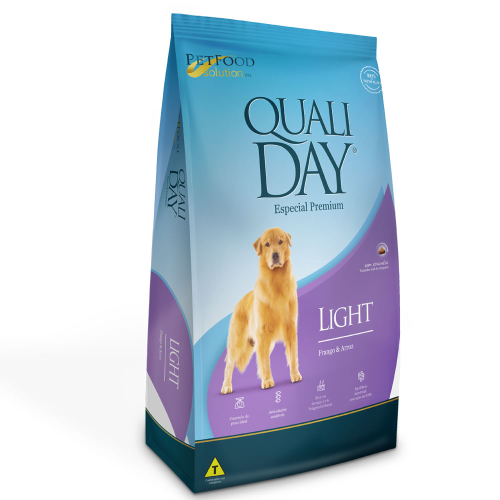 Ração Qualiday Especial Premium Adulto Light Raças Médias e Grandes ...