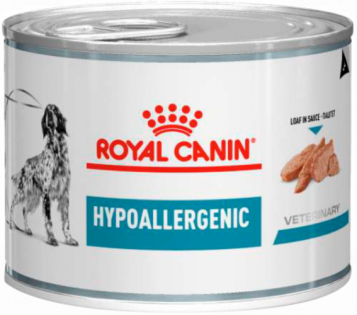 Ração Royal Canin Lata Canine Veterinary Diet Hypoallergenic Wet para Cães Frango Cereais 200 g
