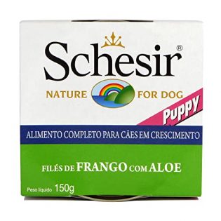 Ração Schesir Nature Puppy Frango com Aloe Vera em Lata para Cães Filhotes Frango Vegetais 150 g