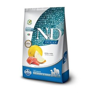 Ração Seca Farmina N&D Ocean Salmão e Melão para Cães Adultos Raças Médias e Grandes Peixe Vegetais 2