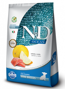 Ração Seca Farmina N&D Ocean Salmão e Melão para Cães Filhotes Raças Pequenas Peixe Vegetais 800 g