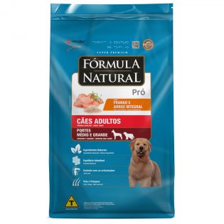 Ração Seca Fórmula Natural Pró Frango e Arroz Integral para Cães Adultos de porte Médio e Grande Frango Cereais 20 kg