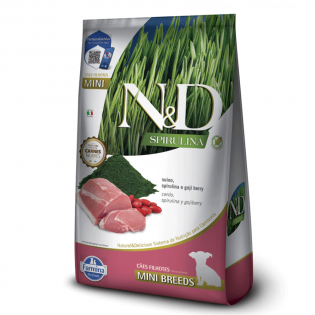 Ração Seca N&D Spirulina Suíno e Goji Berry para Cães Filhotes de Raças Minis Peixe Cereais 2 kg