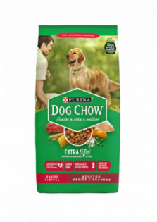Ração Dog Chow Extra Life para Cães Adultos de Raças Médias e Grandes Carne Cereais 1 kg
