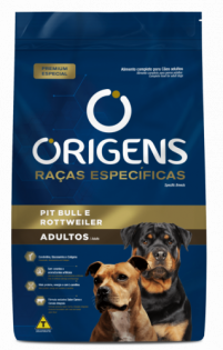 Ração Origens Pit Bull e Rottweiler para Cães Adultos Carne 15 kg