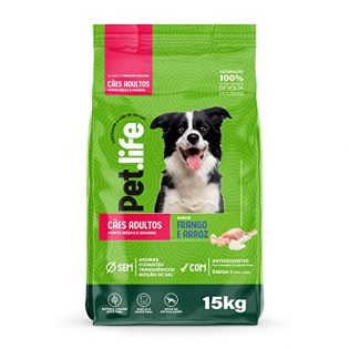 Ração Seca Pet.life Frango e Arroz para Cães Adultos Porte Médio e Grande Frango Cereais 15 kg