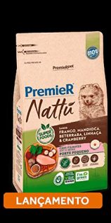 Ração Seca PremieR Nattú Mandioca para Cães Filhotes de Pequeno Porte Frango Vegetais 1 kg