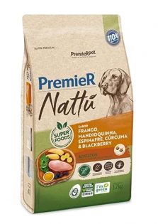 Ração Seca PremieR Nattú Mandioquinha para Cães Adultos Frango Cereais 12 kg