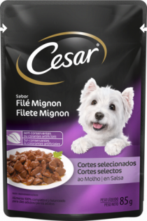 Ração Úmida Cesar Sachê Cortes Selecionados Sabor Filé Mignon para Cães Adultos Frango 85 g