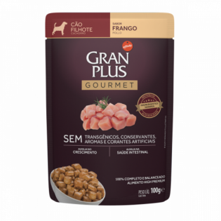 Ração Úmida GranPlus Sachê Gourmet Frango para Cães Filhotes Frango Vegetais 100 g