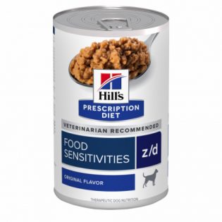 Ração Úmida Hill's Prescription Diet Lata z/d Alergia Alimentar e Pele para Cães Adultos Frango Cereais 370 g