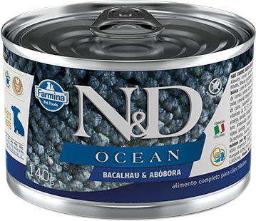 Ração Úmida Lata Farmina N&D Ocean Bacalhau & Abóbora para Cães Filhotes Carne 140 g