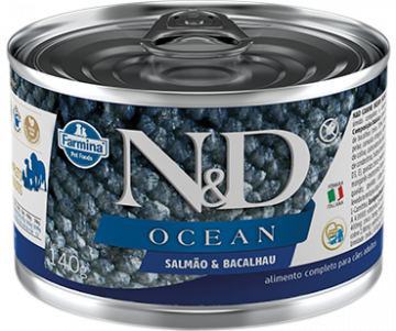 Ração Úmida Lata Farmina N&D Ocean Salmão & Bacalhau para Cães Adultos Carne 140 g