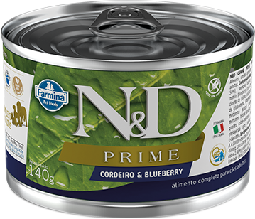 Ração Úmida Lata Farmina N&D Prime Cordeiro & Blueberry para Cães Adultos Carne 140 g