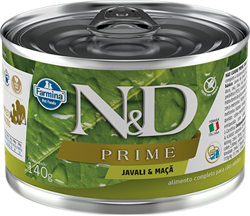 Ração Úmida Lata Farmina N&D Prime Grain Javali & Maça para Cães Adultos Peixe Cereais 140 g