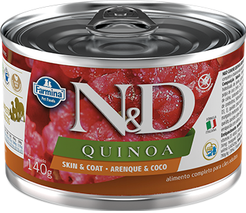 Ração Úmida Lata Farmina N&D Quinoa Skin & Coat Arenque & Coco para Cães Adultos Carne 140 g