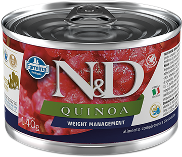 Ração Úmida Lata Farmina N&D Quinoa Weight Management para Cães Adultos Cereais Vegetais 140 g