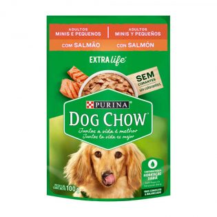 Ração Úmida Nestlé Purina Dog Chow Sachê Salmão para Cães Adultos Raças Minis e Pequenas Peixe 100 g