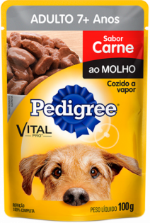 Ração Úmida Pedigree Sachê Carne ao Molho para Cães Sênior 7 + Anos Cordeiro Cereais 100 g