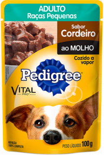 Ração Úmida Pedigree Sachê Cordeiro ao Molho para Cães Adultos de Raças Pequenas Carne 100 g
