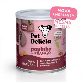 Ração Úmida Pet Delícia Natural Papinha de Frango Crescimento Saudável para Cães Filhotes Frango 320 g