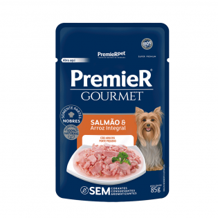 Ração Úmida Premier Cachorros Adultos Gourmet Salmão e Arroz Integral  85 g