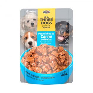 Ração Úmida Three Dogs Filhote Sachê Carne ao Molho - 100g 100 g