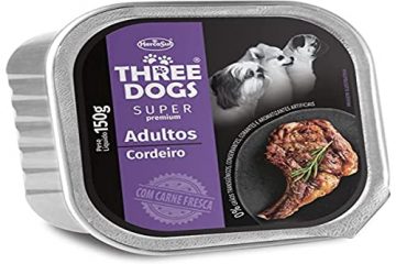 Ração Úmida Three Dogs Super Premium Patê Cordeiro para Cães Adultos Carne 150 g