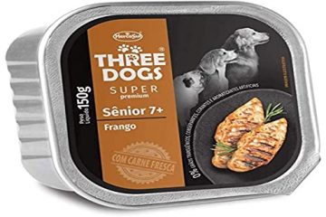 Ração Úmida Three Dogs Super Premium Patê Frango para Cães Sênior 7+ Frango 150 g