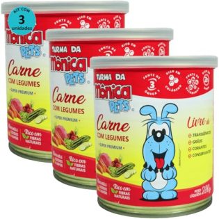 Ração Úmida Turma da Mônica Pets Carne com Legumes 280g Para Cães Adultos Kit 3 un 280 g